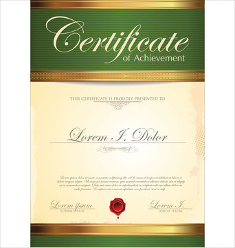 Green And Gold Certificate Template