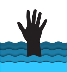 drowning man hand sticking out of the water