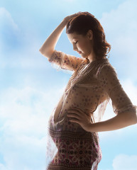silhouette picture of pregnant beautiful woman