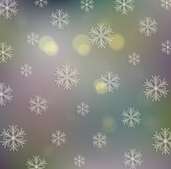 Old festive Christmas background with snowflakes