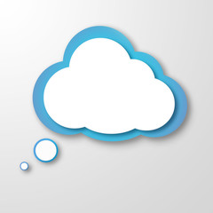 White paper clouds over gradient blue background