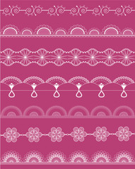 Vector white fine openwork lace kit