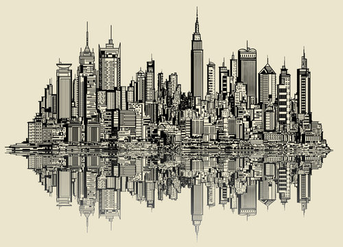 Free Hand Sketch Of New York City Skyline Stock Illustration  Download  Image Now  New York City Urban Skyline City  iStock