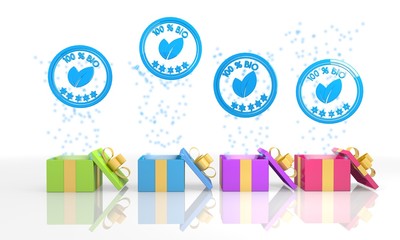 Fototapeta premium biological present boxes with bio icon