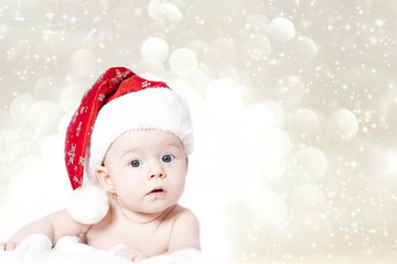 Portrait of a baby girl with Santa hat