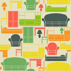 Seamless vintage pattern with furniture elements - 59067593