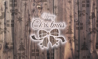 wooden Christmas label with presents