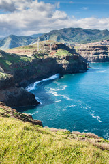 Green field in the north coast of Ponta de Sao Lourenco Madeira 