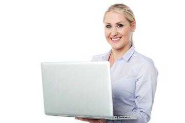 Business woman working on laptop