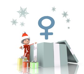 santa claus with gift and woman sign
