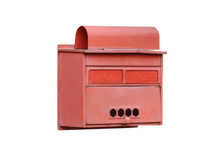 Old red mailbox isolated