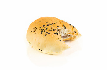 bread with sesame seeds taro filling bite