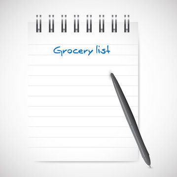 grocery list notepad illustration design