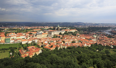 Naklejka na ściany i meble Panorama of historical center of Prague.