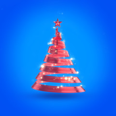 Abstract 3D christmas ribbon tree with clipping path