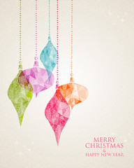 Merry Christmas hanging bauble greeting card
