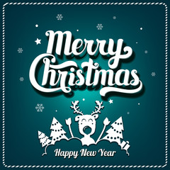 Christmas Greeting Card with funny reindeer