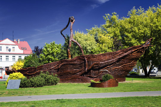 Fototapeta Wicker basket on the market in Nowy Tomysl, Poland.