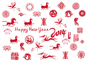 new year card with chinese traditional element