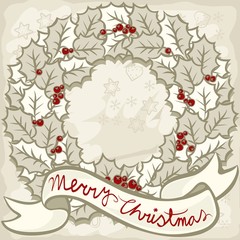 jasny wieniec z życzeniami świąteczna ilustracja © demonique