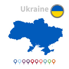 Obraz premium vector map and flag of Ukraine