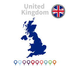 vector map and flag of United Kingdom