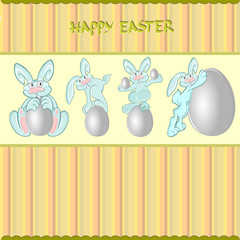 easter rabbit egg set background