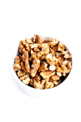 walnut on white background