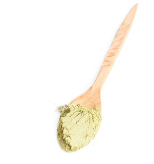 Green powder of matcha tea
