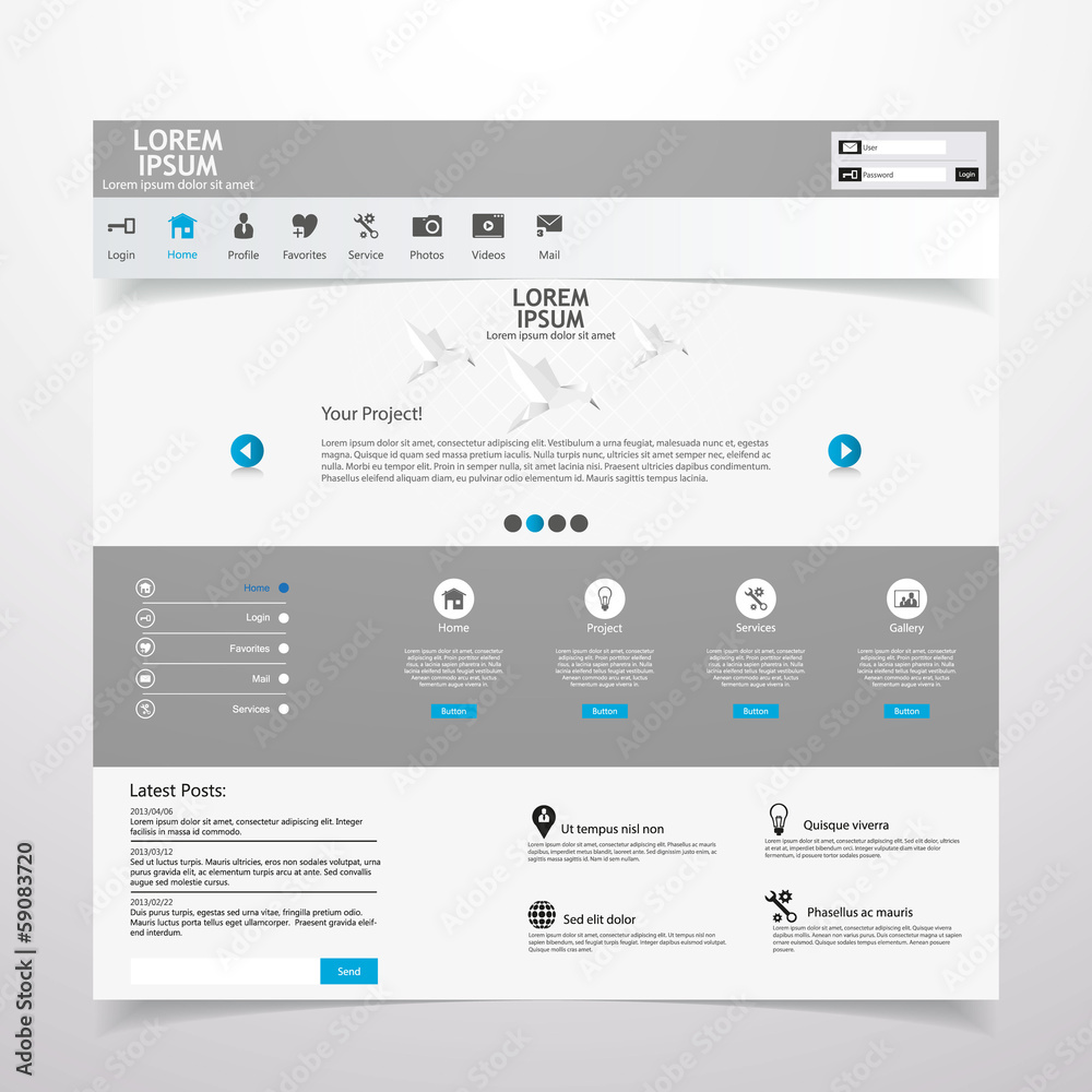 Wall mural clean modern vector website design template