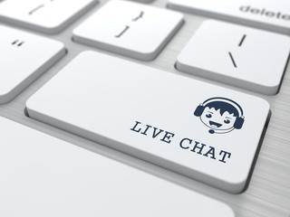 Live Chat on White Keyboard Button.