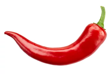 Foto op Aluminium Red hot chili peper geïsoleerd op een witte achtergrond © Tim UR