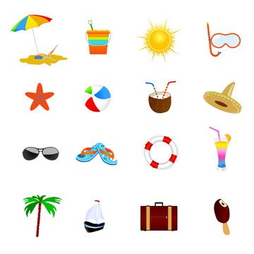 beach icon color vector illustration