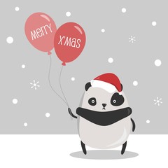 Panda Holding Christmas Balloon