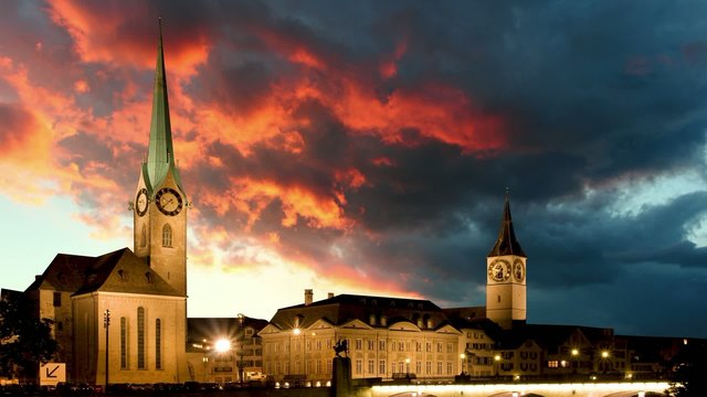 Zurich - Fraumunster, time lapse