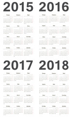 Simple russian 2015, 2016, 2017, 2018 year calendars.