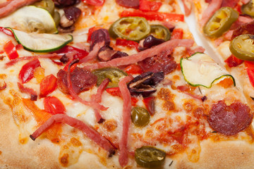 delicious italian pizza isolated over white background