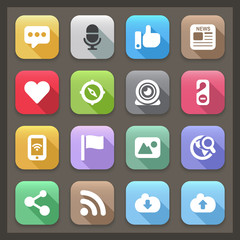 social flat icons with shadow set 2
