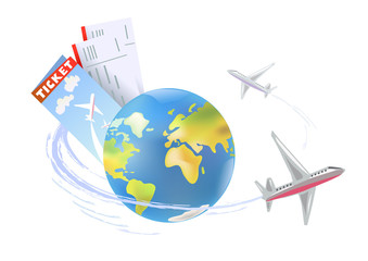 Fototapeta premium plane around the globe