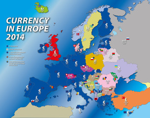 euro currency map 2014