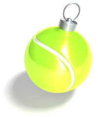 Tennisball Weihnachtskugel, grüngelb, freigestellt