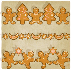 Christmas gingerbread cookies background