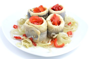 Herring rolls with paprika