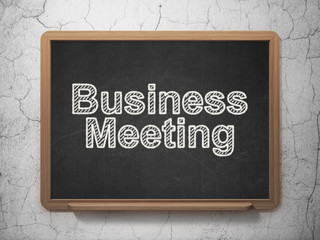 Finance concept: Business Meeting on chalkboard background