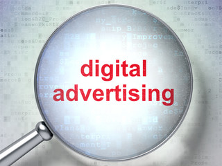 Marketing concept: Digital Advertising with optical glass