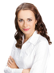 Portrait of smiling businesswoman, isolated