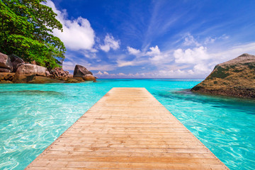 Pier to the paradise lagoon in Thailand