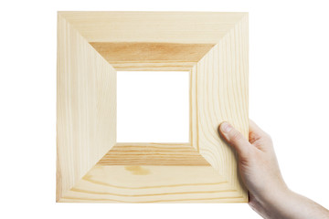 Wooden frame in hand