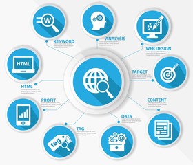 SEO concept,Internet technology,Blue version,vector