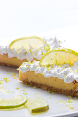 Two lemon pie slices